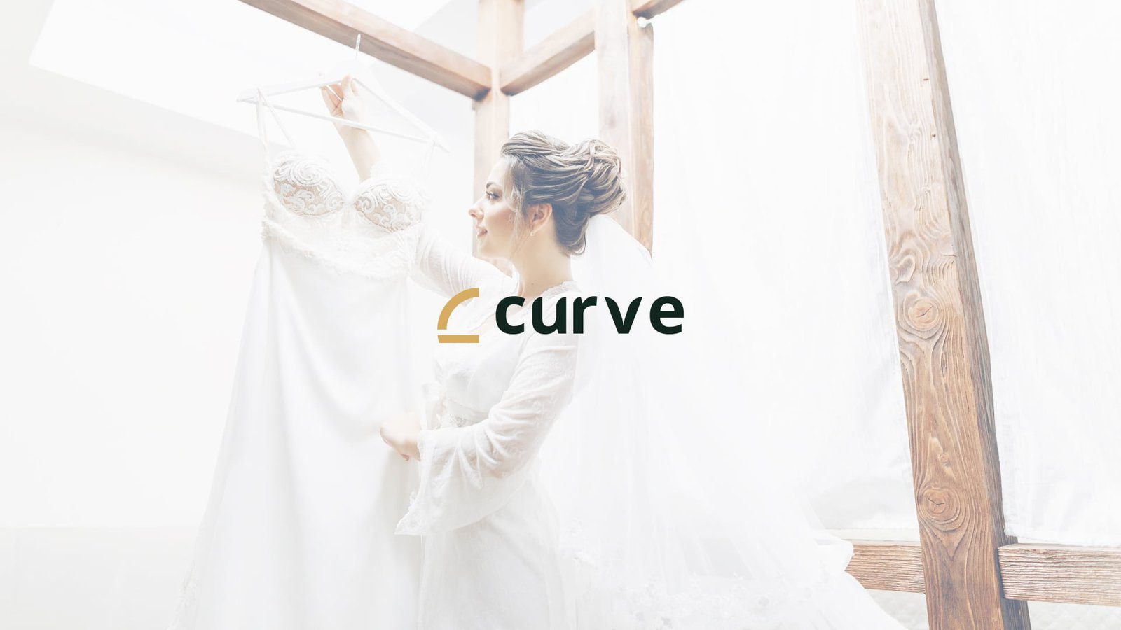 Curve logo over a bridal photo