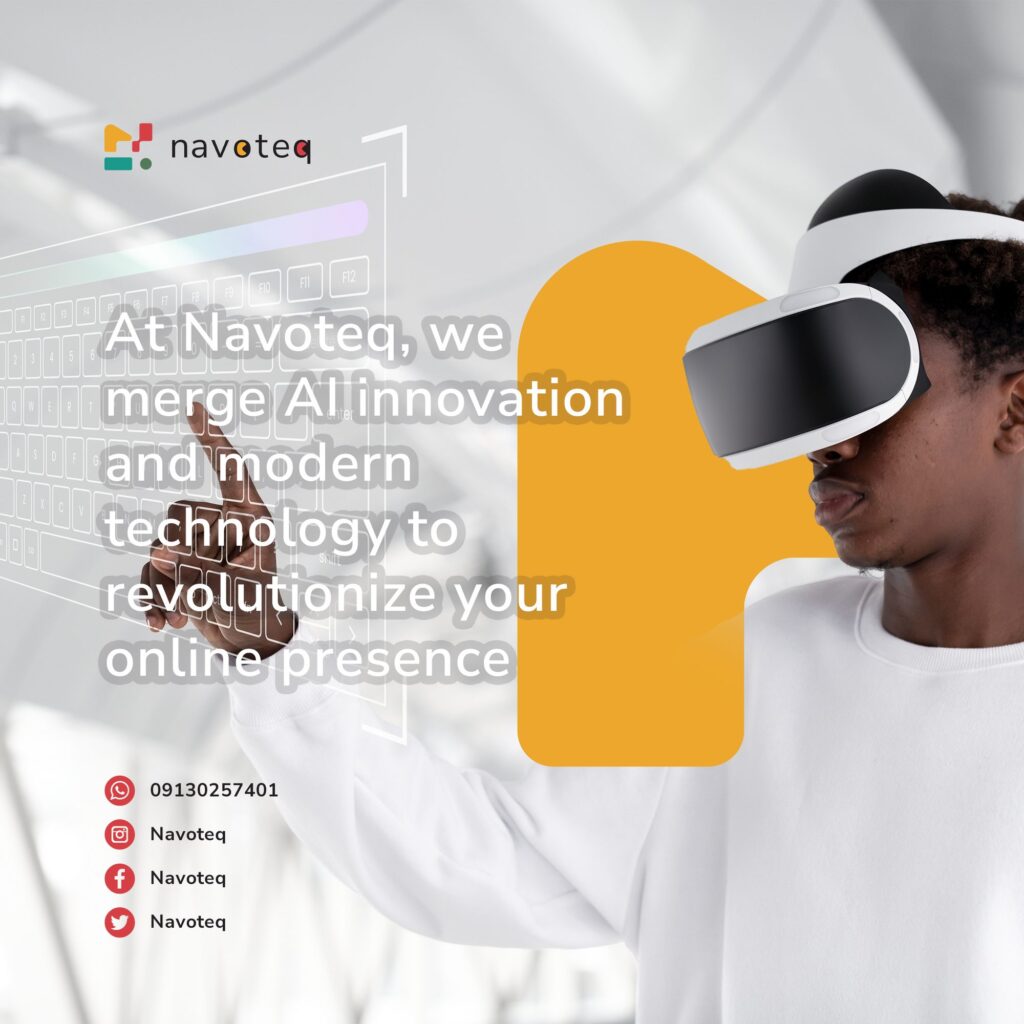 Navoteq post on AI innovation with a VR headset