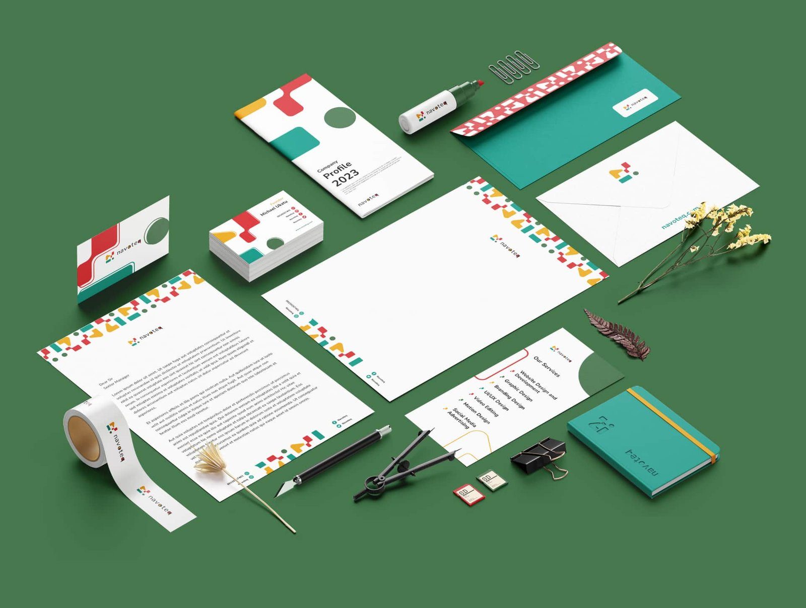 Navoteq stationery flat lay