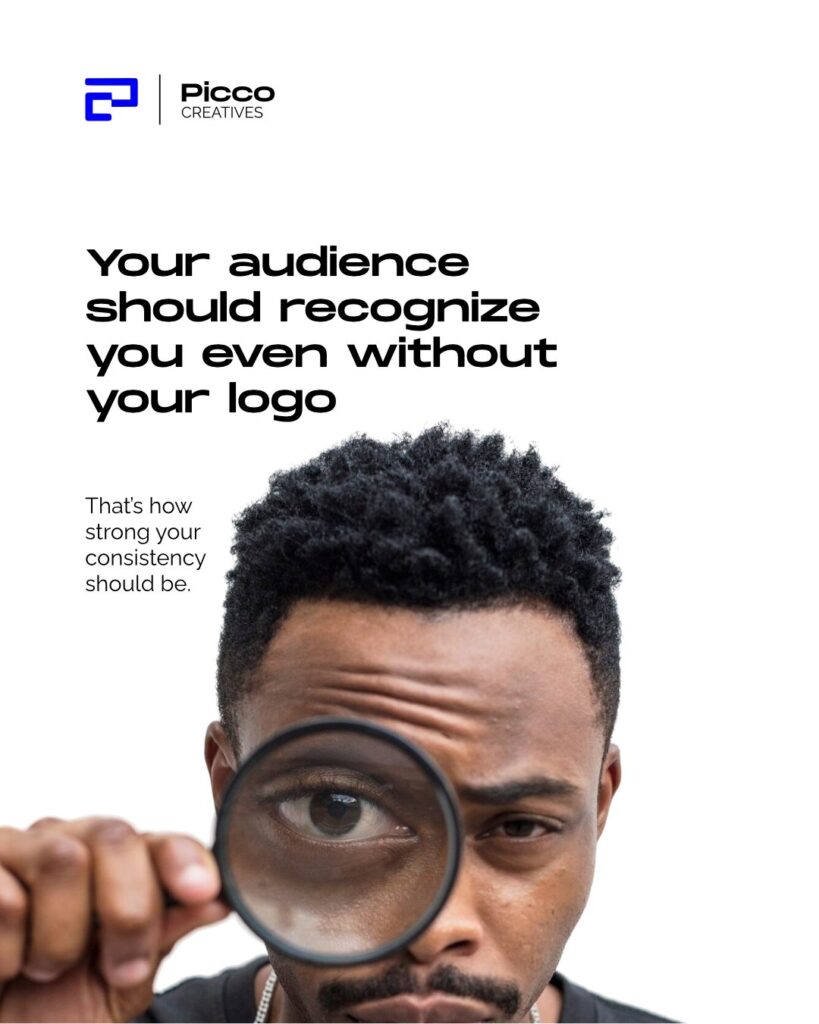 Carousel slide on brand recognition with a man looking through a magnifying glass