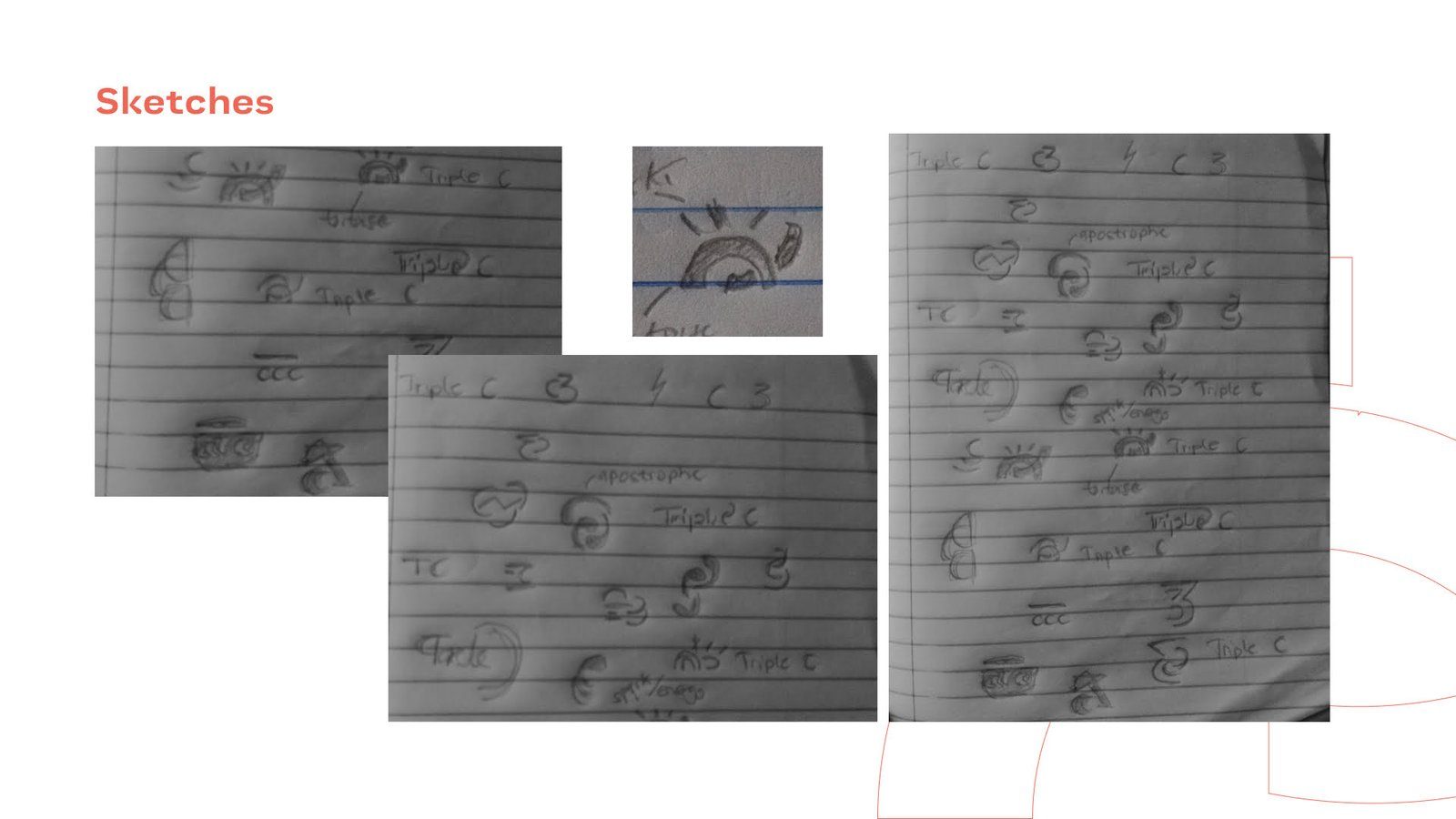 Pencil sketches of the mark