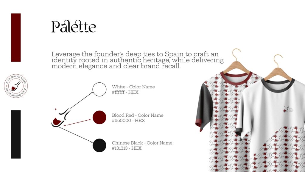 The palette: white, blood red and Chinese black, with patterned shirts